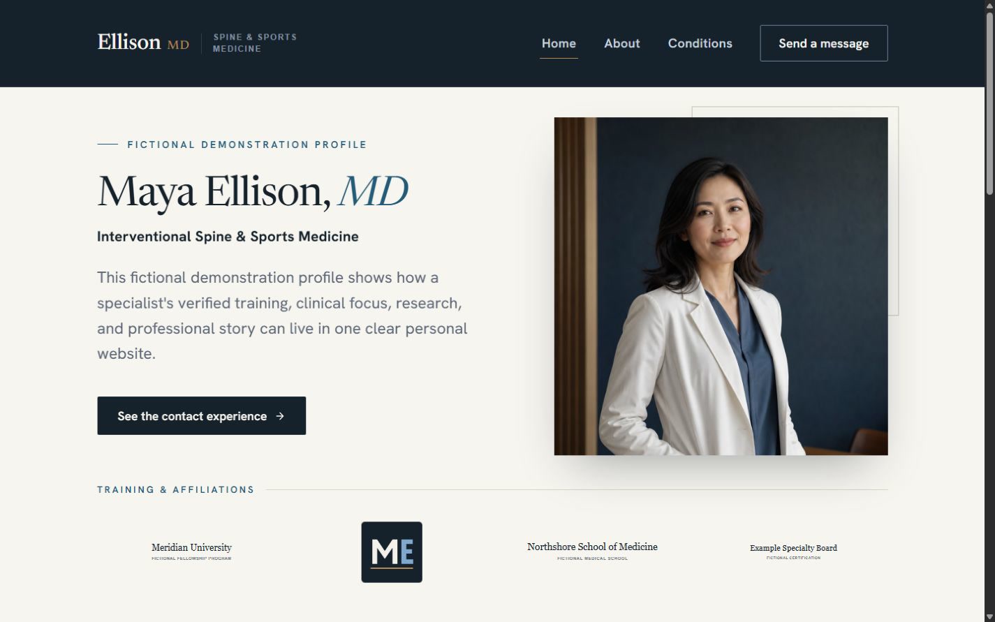 Editorial Folio physician website preview