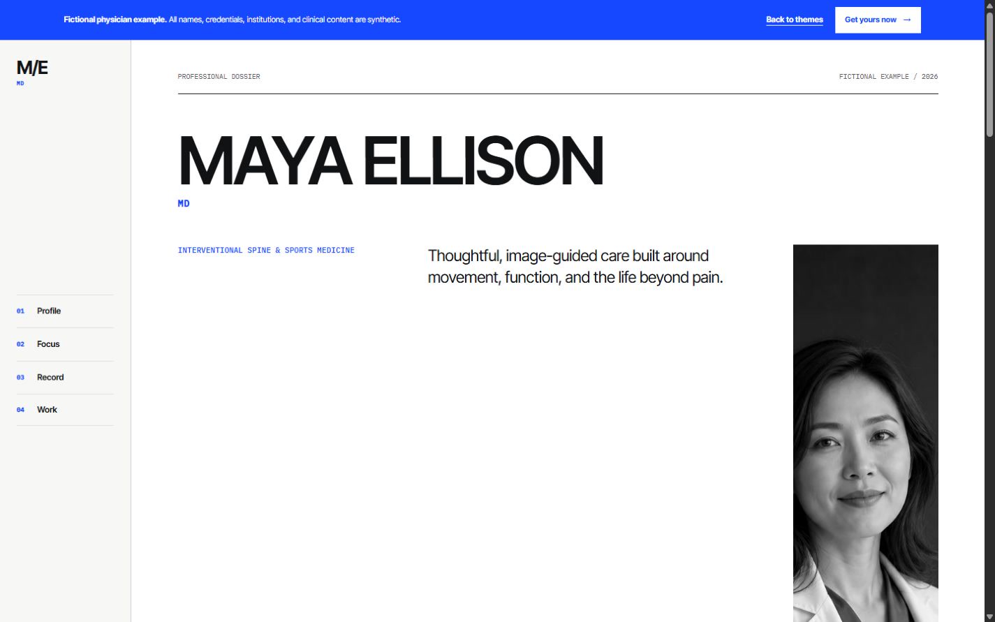 Essential Profile physician website preview