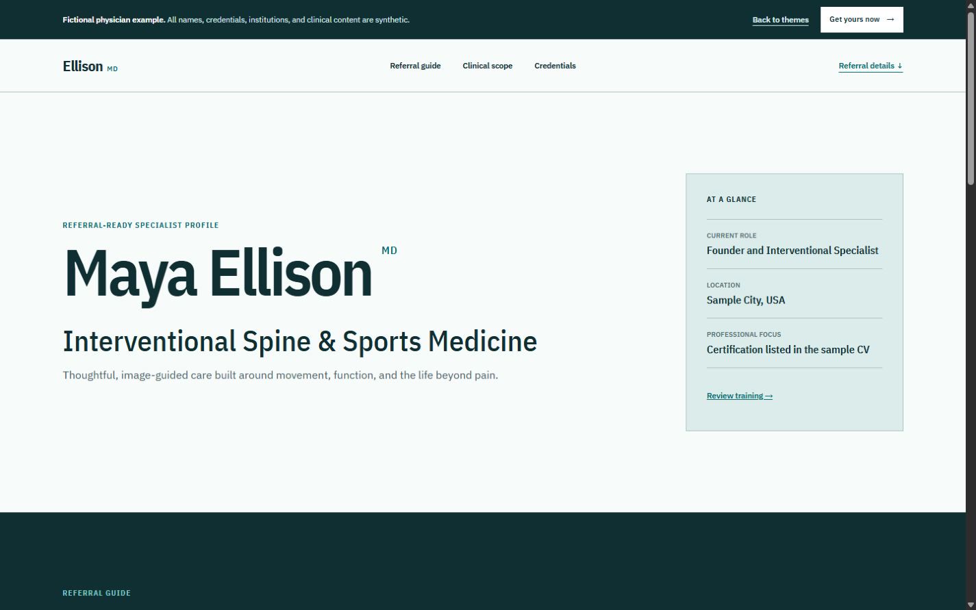 Referral Profile physician website preview